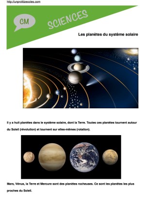Les planètes du système solaire